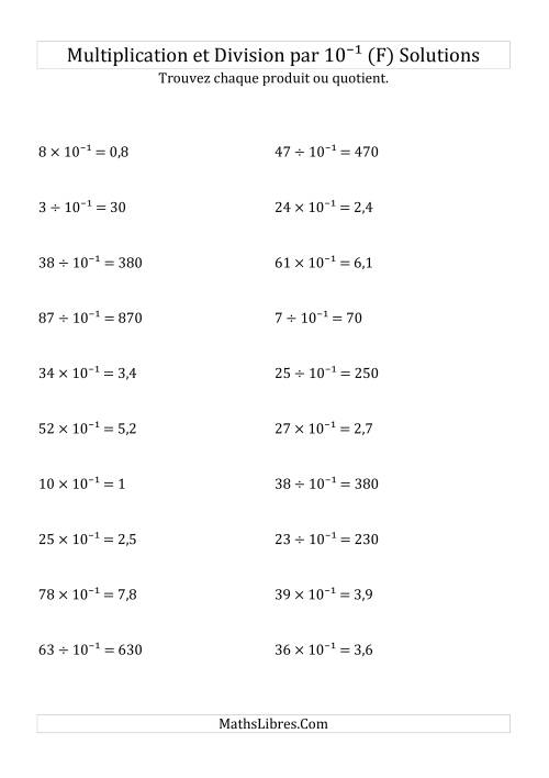 Multiplication et division de nombres entiers par 10<sup>-1</sup> (F) page 2