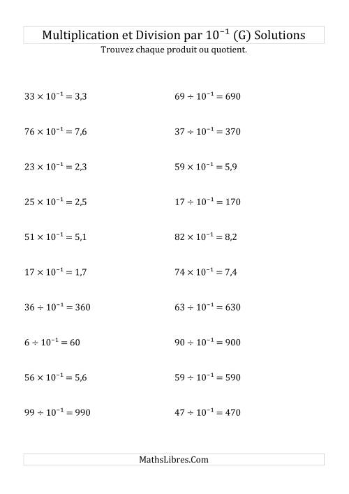 Multiplication et division de nombres entiers par 10<sup>-1</sup> (G) page 2