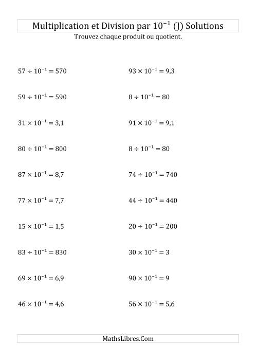 Multiplication et division de nombres entiers par 10<sup>-1</sup> (J) page 2