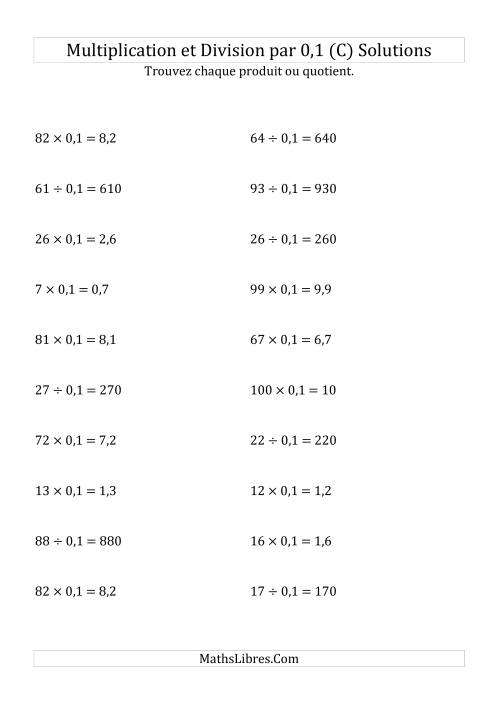Multiplication et division de nombres entiers par 0,1 (C) page 2