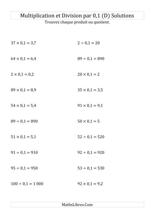 Multiplication et division de nombres entiers par 0,1 (D) page 2