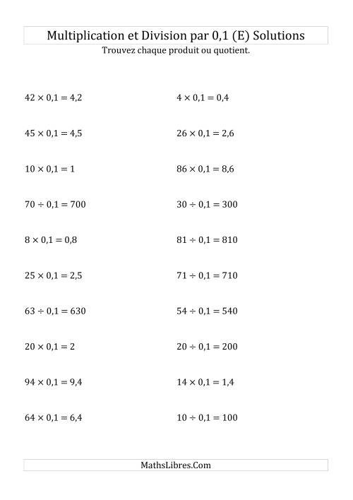 Multiplication et division de nombres entiers par 0,1 (E) page 2