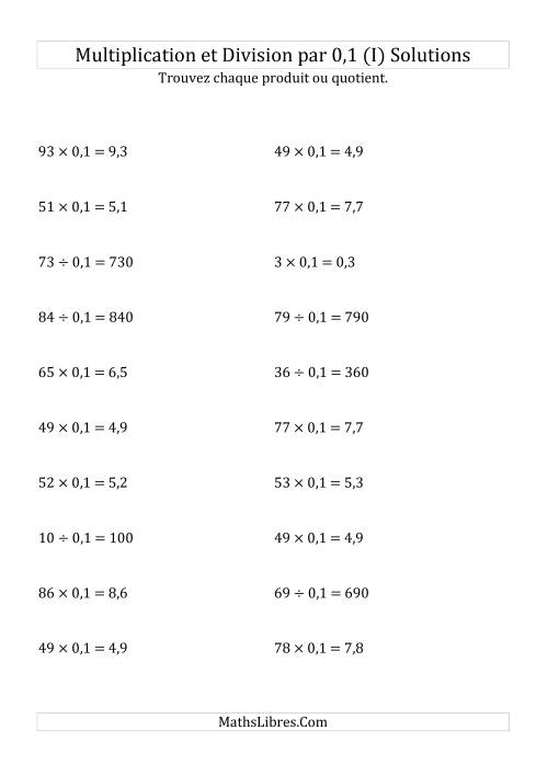 Multiplication et division de nombres entiers par 0,1 (I) page 2