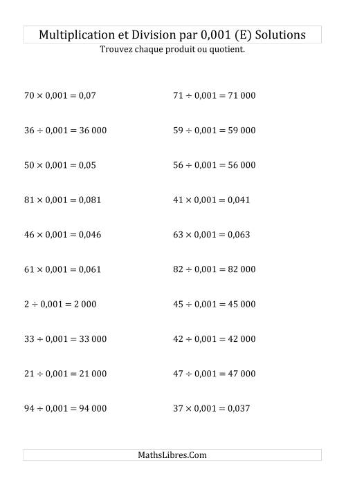 Multiplication et division de nombres entiers par 0,001 (E) page 2
