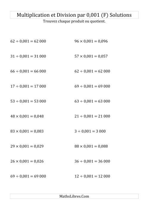 Multiplication et division de nombres entiers par 0,001 (F) page 2