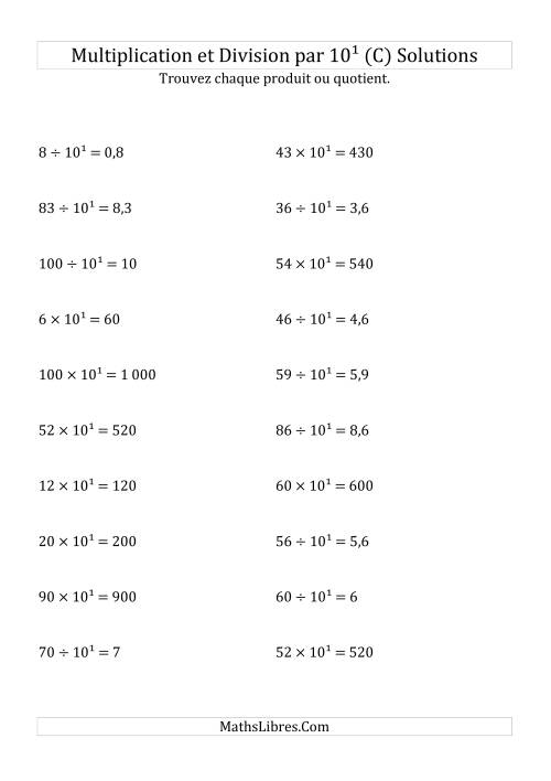 Multiplication et division de nombres entiers par 10<sup>1</sup> (C) page 2