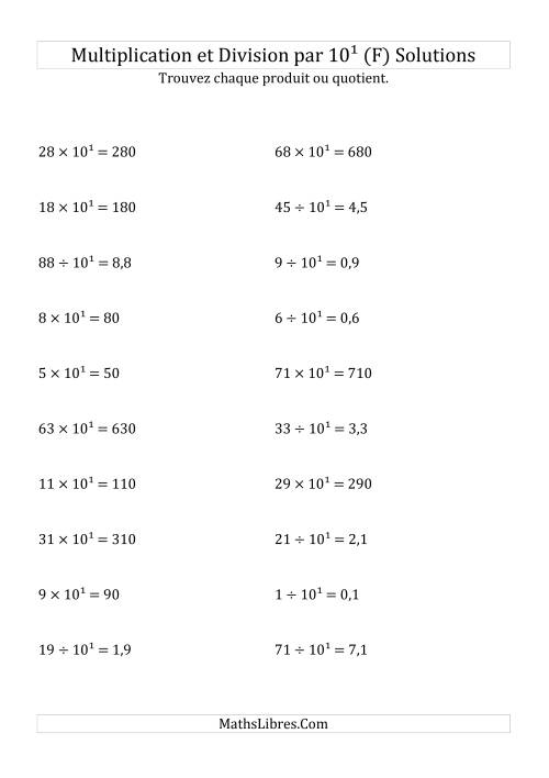 Multiplication et division de nombres entiers par 10<sup>1</sup> (F) page 2