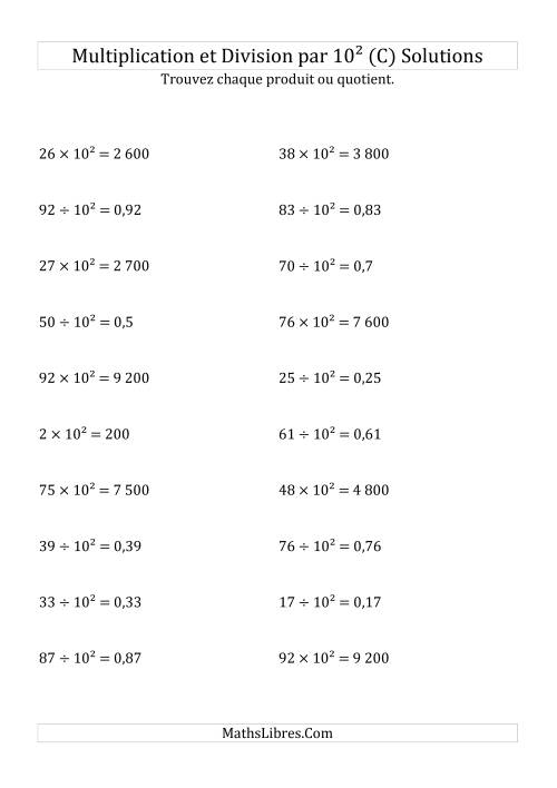 Multiplication et division de nombres entiers par 10<sup>2</sup> (C) page 2