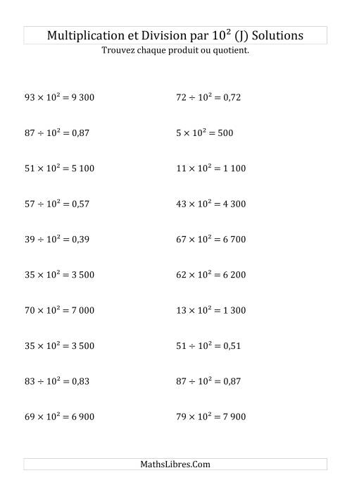 Multiplication et division de nombres entiers par 10<sup>2</sup> (J) page 2