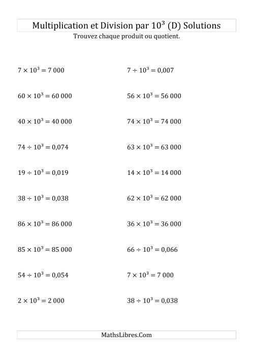 Multiplication et division de nombres entiers par 10<sup>3</sup> (D) page 2