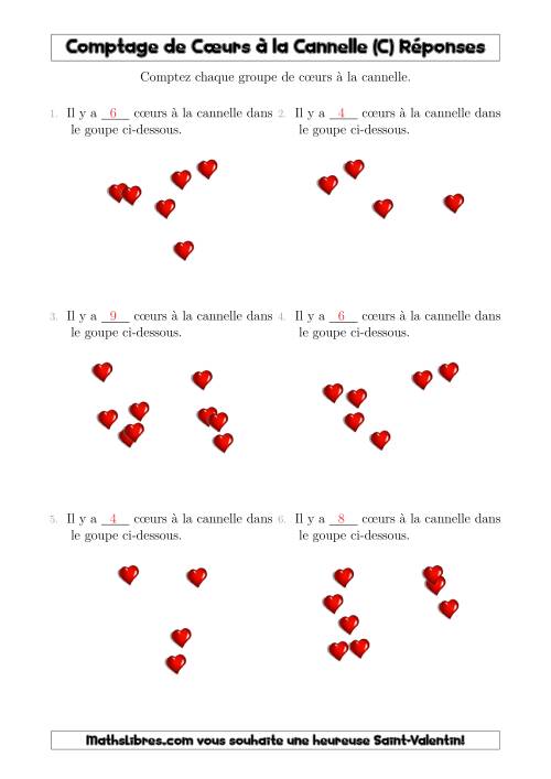Comptage Jusqu'à 10 Cœurs à la Cannelle Arrangés en Forme Dispersée (C) page 2