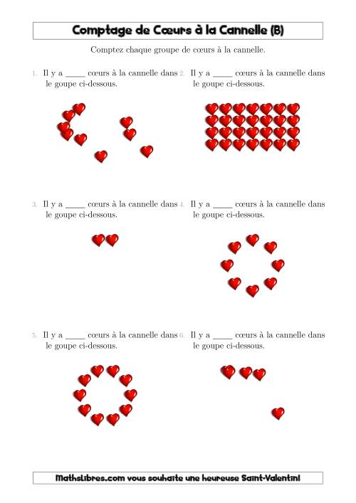 Comptage de Cœurs de Cannelle Arrangés en Formes Diverses (B)