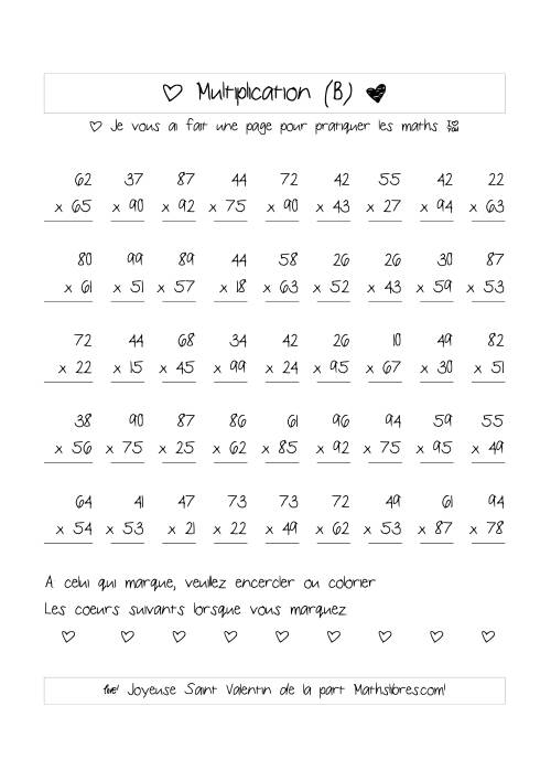 Multiplication de Nombres (A Deux Chiffres) (B)