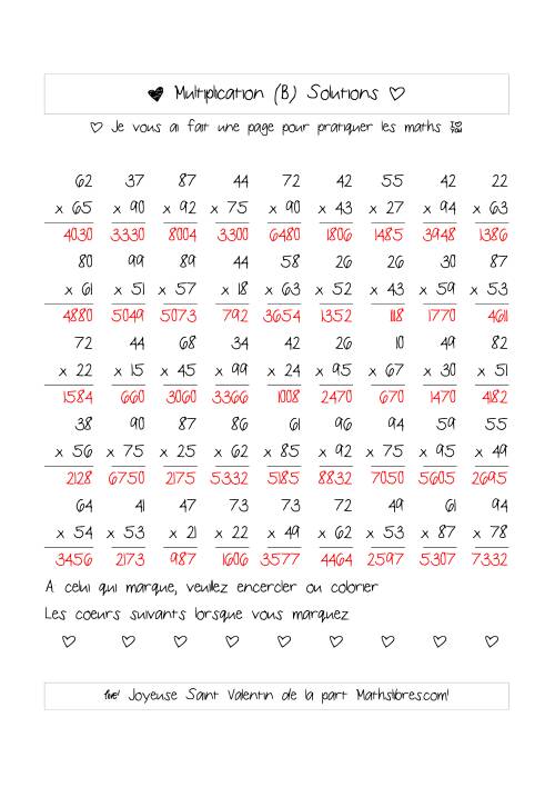 Multiplication de Nombres (A Deux Chiffres) (B) page 2