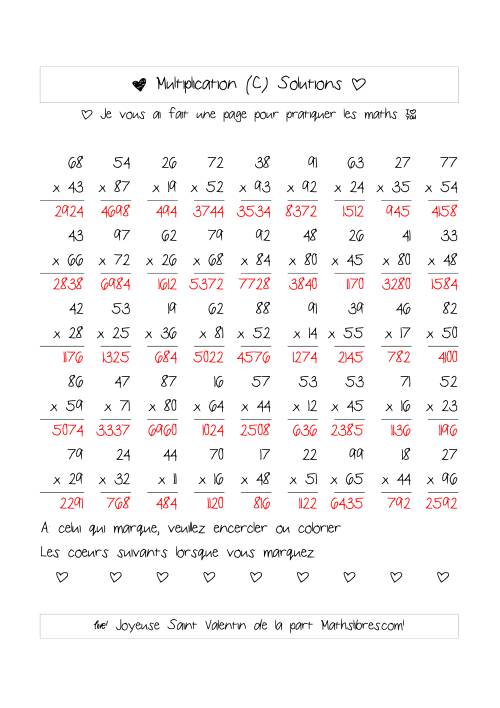 Multiplication de Nombres (A Deux Chiffres) (C) page 2