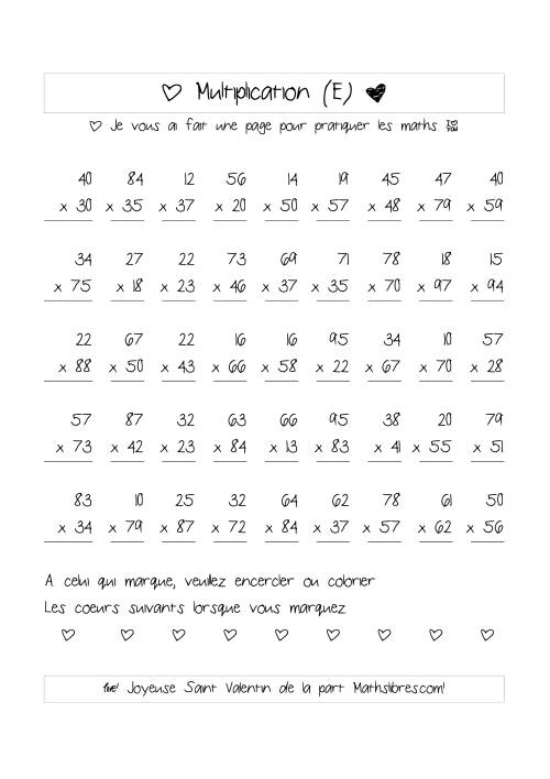 Multiplication de Nombres (A Deux Chiffres) (E)