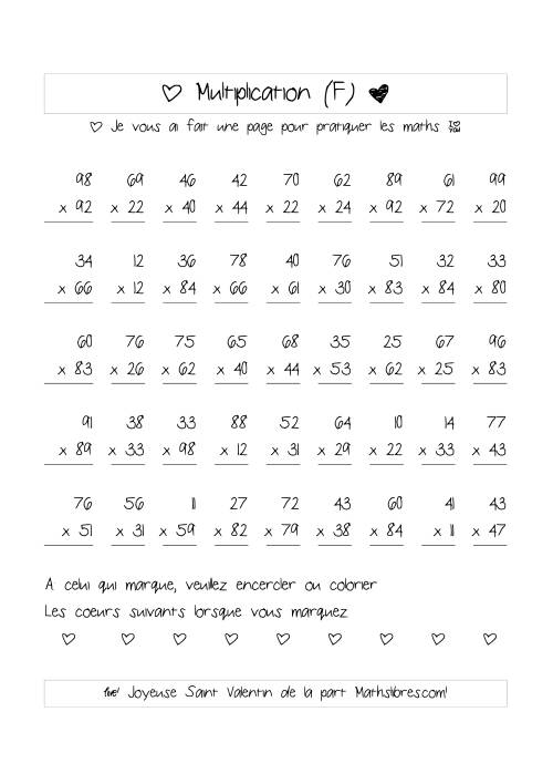 Multiplication de Nombres (A Deux Chiffres) (F)