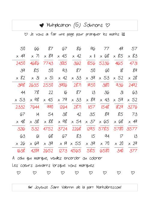 Multiplication de Nombres (A Deux Chiffres) (G) page 2