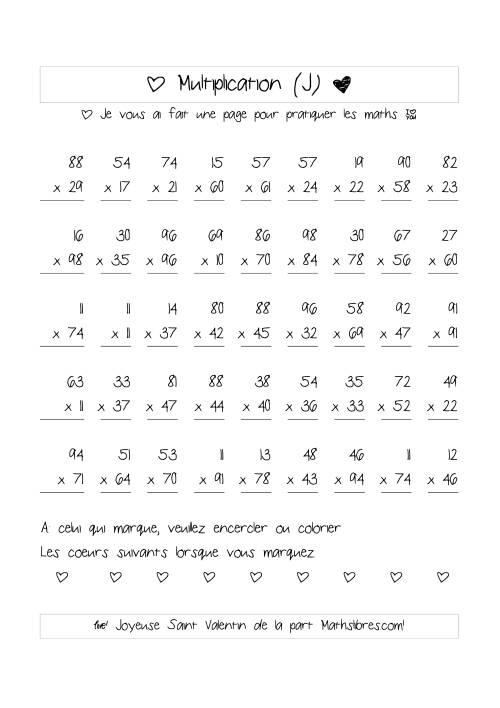 Multiplication de Nombres (A Deux Chiffres) (J)