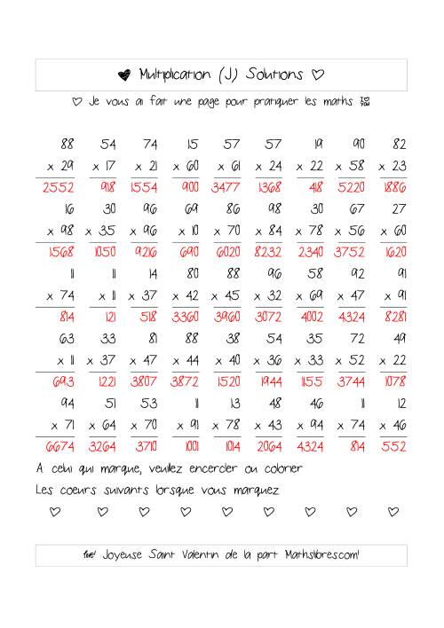 Multiplication de Nombres (A Deux Chiffres) (J) page 2