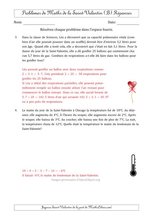 Problèmes de Mathématiques de la Saint-Valentin (avec Plusieurs Étapes) (B) page 2