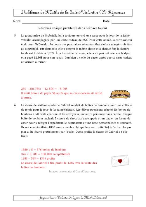 Problèmes de Mathématiques de la Saint-Valentin (avec Plusieurs Étapes) (C) page 2