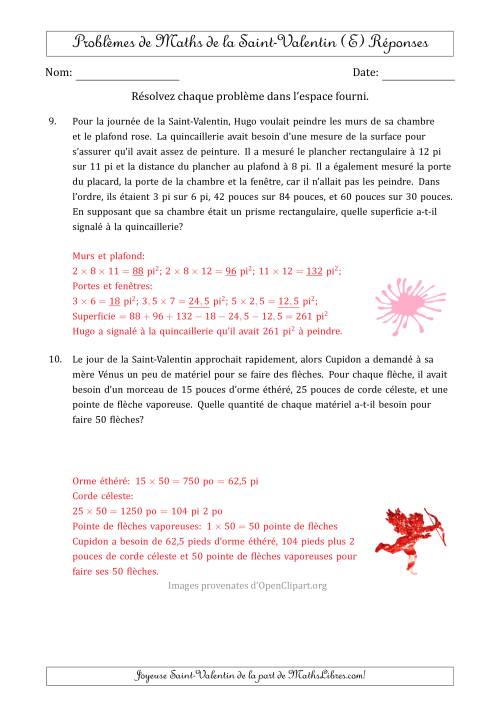 Problèmes de Mathématiques de la Saint-Valentin (avec Plusieurs Étapes) (E) page 2