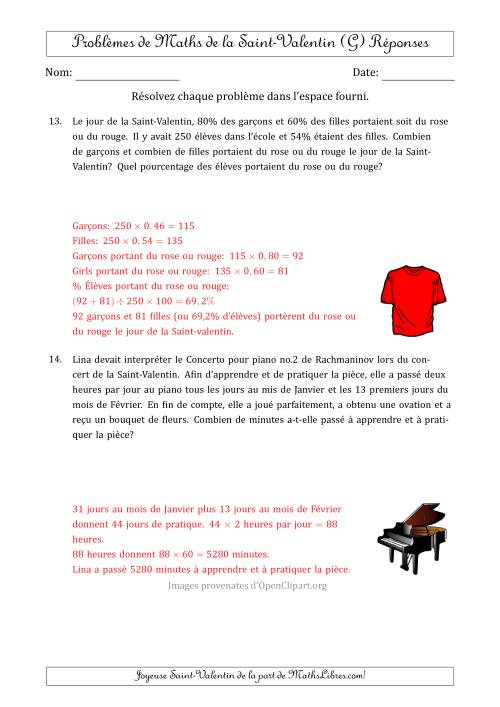 Problèmes de Mathématiques de la Saint-Valentin (avec Plusieurs Étapes) (G) page 2