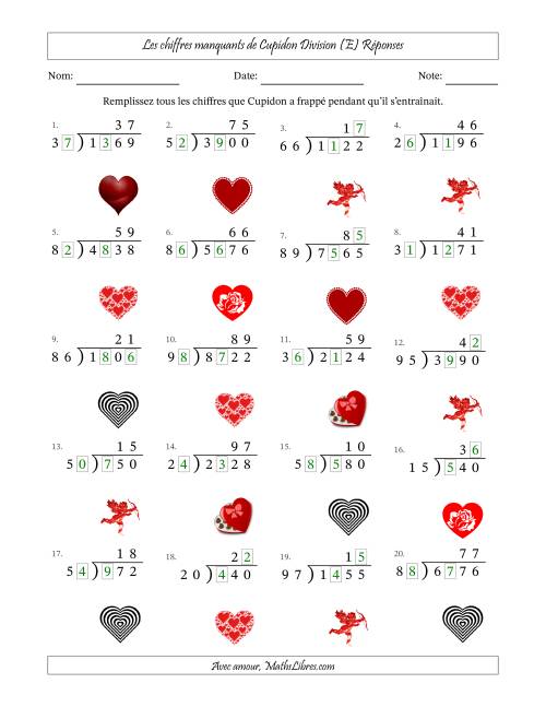 Les chiffres manquants de Cupidon, Division (Version Plus Difficile) (E) page 2