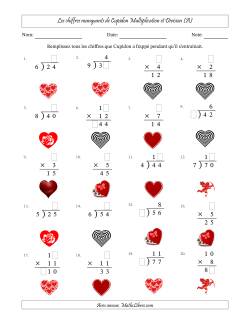 Les chiffres manquants de Cupidon, Multiplication et Division (Version Plus Facile)
