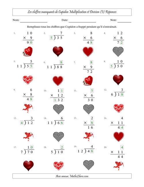 Les chiffres manquants de Cupidon, Multiplication et Division (Version Plus Facile) (I) page 2