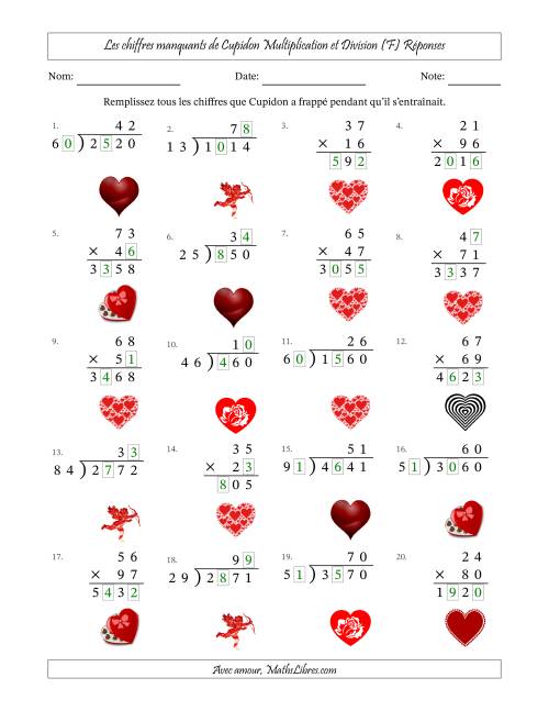Les chiffres manquants de Cupidon, Multiplication et Division (Version Plus Difficile) (F) page 2