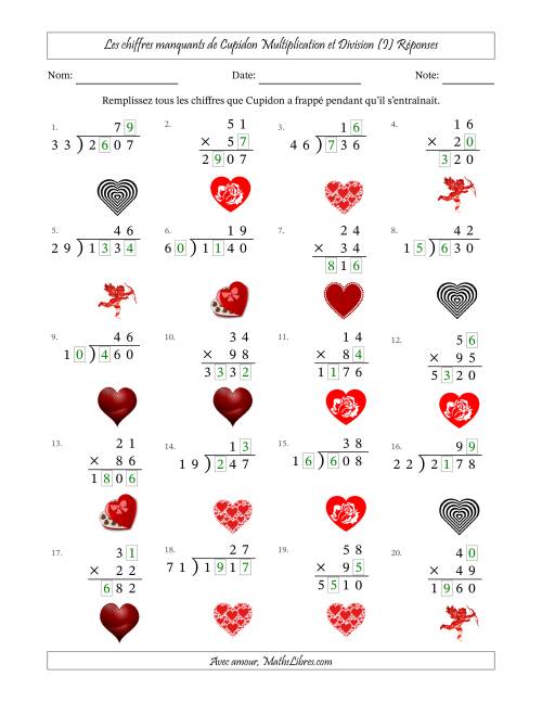 Les chiffres manquants de Cupidon, Multiplication et Division (Version Plus Difficile) (I) page 2