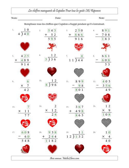 Les chiffres manquants de Cupidon, Pour tous les goûts (Version Plus Facile) (A) page 2