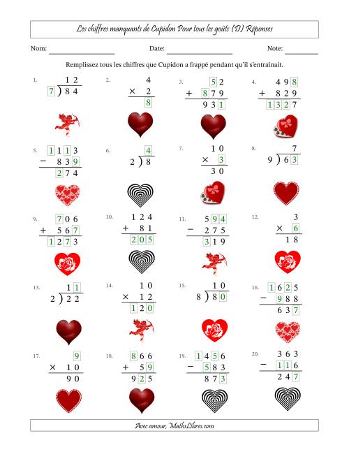 Les chiffres manquants de Cupidon, Pour tous les goûts (Version Plus Facile) (D) page 2