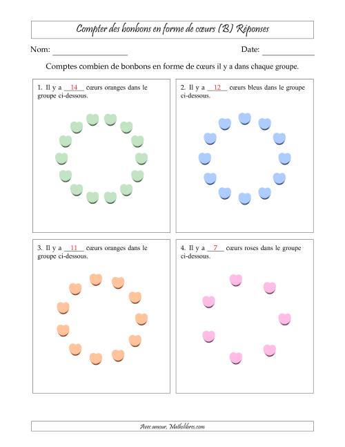 Compter des bonbons en forme de cœurs en dispositions circulaires (B) page 2