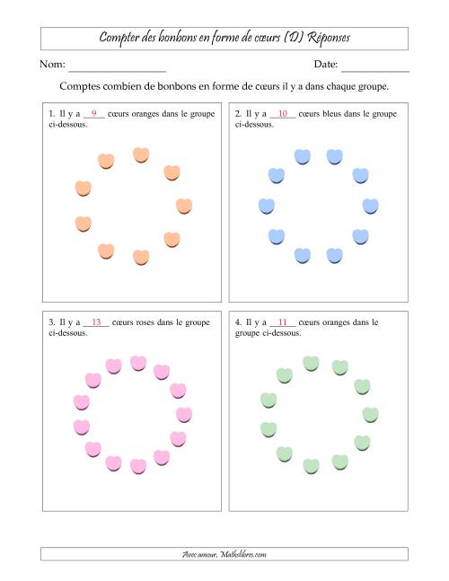 Compter des bonbons en forme de cœurs en dispositions circulaires (D) page 2