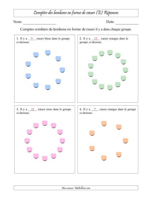 Compter des bonbons en forme de cœurs en dispositions circulaires (E) page 2