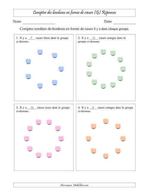 Compter des bonbons en forme de cœurs en dispositions circulaires (G) page 2