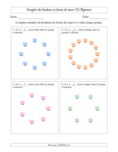 Compter des bonbons en forme de cœurs en dispositions circulaires (I) page 2