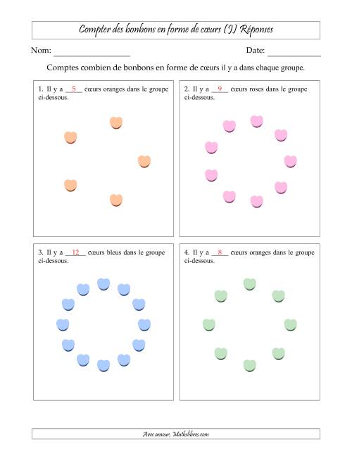 Compter des bonbons en forme de cœurs en dispositions circulaires (J) page 2