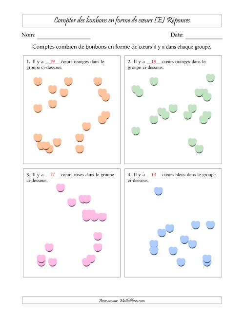 Compter des bonbons en forme de cœurs en dispositions éparpillées (Version plus difficile, dispositions éparpillées de 11 à 20 articles) (E) page 2
