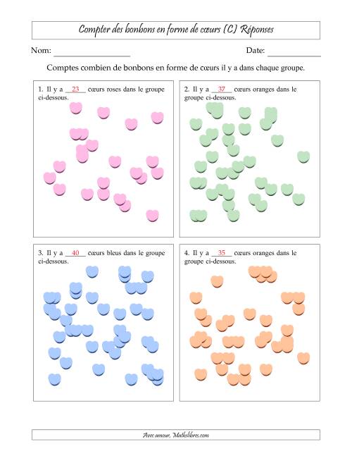 Compter des bonbons en forme de cœurs en dispositions éparpillées (Version très difficile, dispositions éparpillées de 21 à 50 articles) (C) page 2