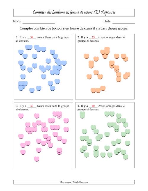 Compter des bonbons en forme de cœurs en dispositions éparpillées (Version très difficile, dispositions éparpillées de 21 à 50 articles) (E) page 2