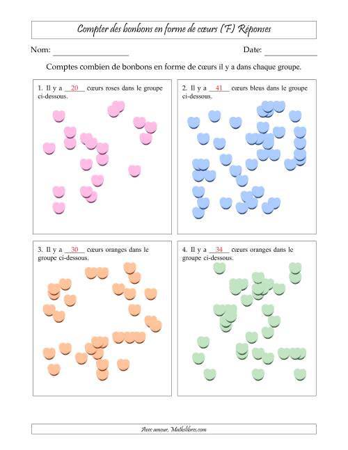 Compter des bonbons en forme de cœurs en dispositions éparpillées (Version très difficile, dispositions éparpillées de 21 à 50 articles) (F) page 2
