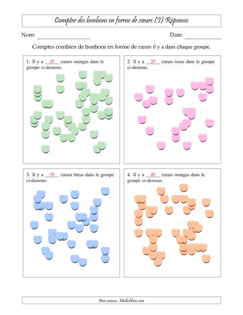 Compter des bonbons en forme de cœurs en dispositions éparpillées (Version très difficile, dispositions éparpillées de 21 à 50 articles) (I) page 2