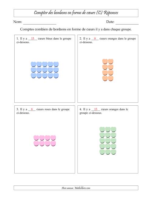 Compter des bonbons en forme de cœurs en dispositions rectangulaires (Version plus facile, dispositions rectangulaires jusqu'à 5x5) (C) page 2