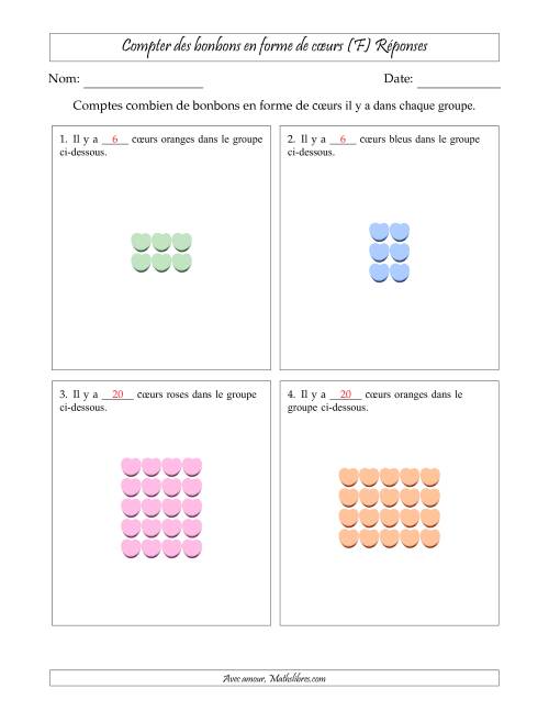 Compter des bonbons en forme de cœurs en dispositions rectangulaires (Version plus facile, dispositions rectangulaires jusqu'à 5x5) (F) page 2