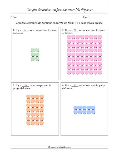 Compter des bonbons en forme de cœurs en dispositions rectangulaires (Version plus difficile, dispositions rectangulaires jusqu'à 9x9) (C) page 2