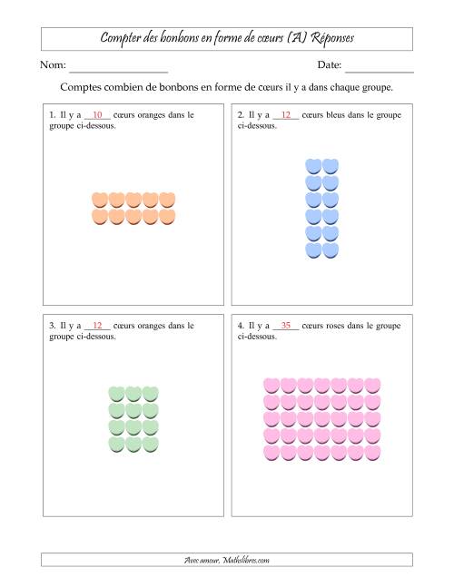 Compter des bonbons en forme de cœurs en dispositions rectangulaires (Version plus difficile, dispositions rectangulaires jusqu'à 9x9) (Tout) page 2